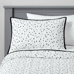 Star Cotton Quilt Black - Pillowfort™ Starry Night Black and White Quilt